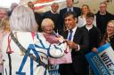 Prime Minister Rishi Sunak greets supporters in Teesside celebrating Lord Ben Houchen’s re-election as Tees Valley mayor (Owen Humphreys/PA)
