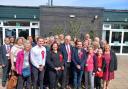 Labour councillors after winning a majority to gain control of Adur District Council