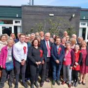 Labour councillors after winning a majority to gain control of Adur District Council