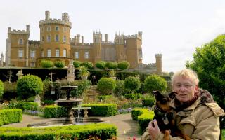Geoff and Chester in the garden at Belvoir Castle