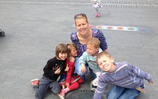 Jo with her four children in 2014