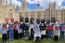 Campaigners protest outside Parliament in Westminster (Samuel Montgomery/PA)