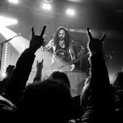 Germanic thrash metal band Kreator on stage in Brighton