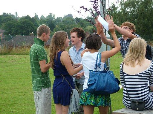Students at Central Sussex College's Sixth Form campus in Haywards Heath celebrate their results.