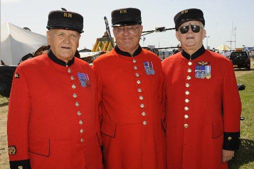 Chelsea pensioners l-r Don Crassweller, 71, Les Perrier, 78, and Dave Jackson, 71.