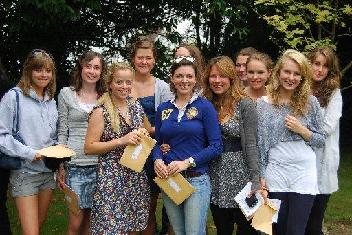 Upper and Lower Sixth students at Burgess Hill School for Girls receiving their A Level and AS Level results