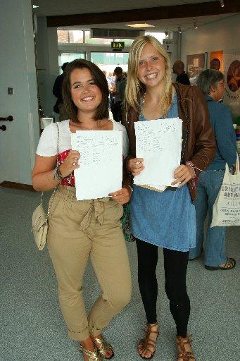 Lili, left, and Rachel from Blatchington Mill School with their outstanding results.