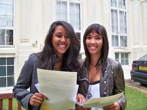 Twins Rekha and Priya Rogers, who both gained 10 A* GCSEs, at Brighton and Hove High School
