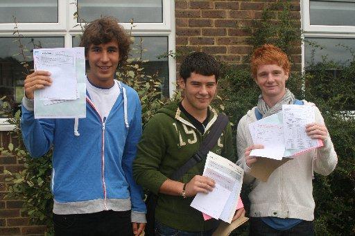 Pupils from Uckfield Community Technology College show off their results.