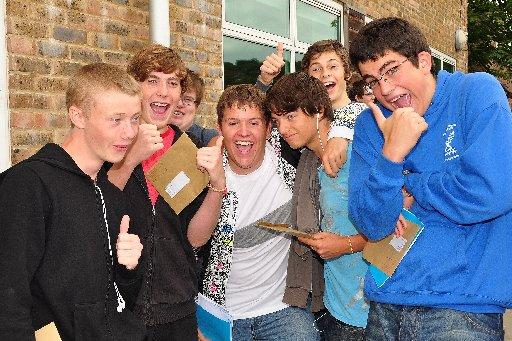 Students from Dorothy Stringer celebrate their results.