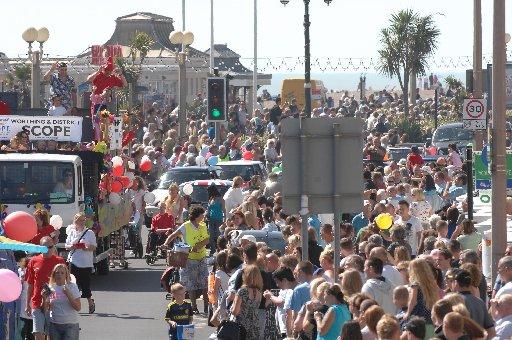 Sunny Worthing lived up to its name yesterday as thousands flocked to the town’s carnival.
The crowds that packed both sides of the seafront road, Marine Parade, were bathed in warmth as they waited for the procession.