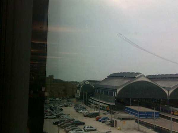 Jon Aizlewood took this picture of the arrows over Brighton Station. He said: "Fun, fun, fun. I want to be a pilot now."