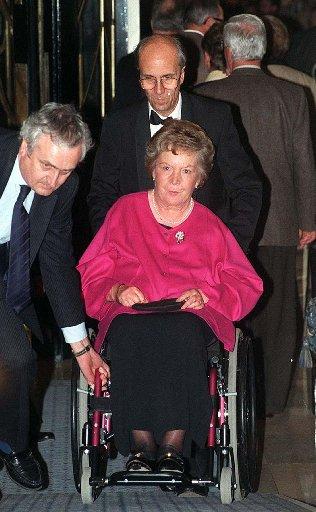 Lord Tebbit with his paralysed wife Margaret, pictured in October 1995, who both sustained severe injuries in the Grand Hotel bombing