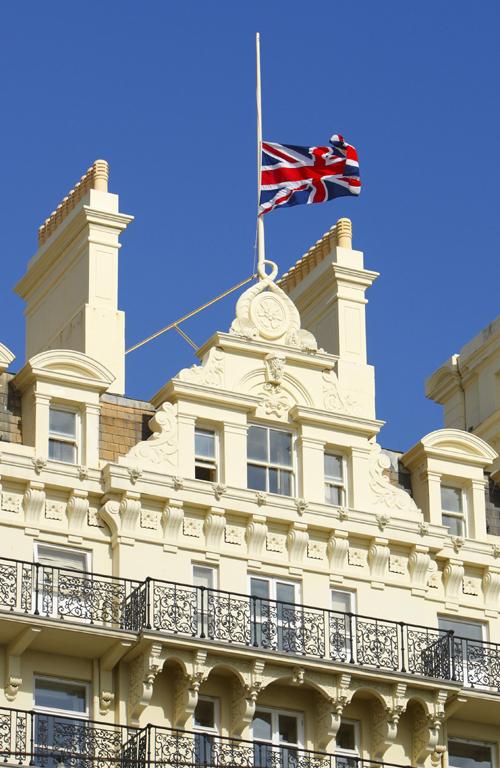 The flag flies at half mast today at The Grand Hotel in Brighton