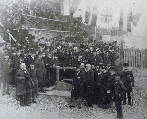 Mayor of Brighton James Ewart leading the inauguaral ceremony of striking the first pile to mark the beginning of the building of Brighton's Palace Pier on November 7, 1891. Picture by Jim Holden.