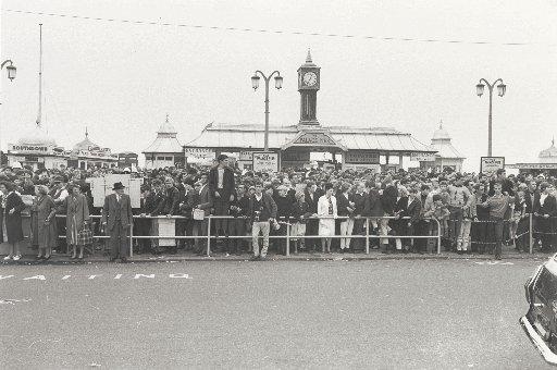Mods and rockers on Brighton Seafront during May 1964.
