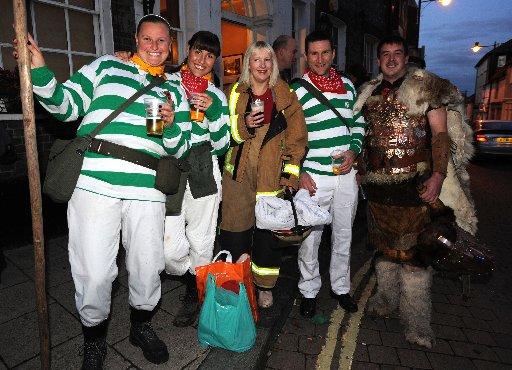 People dressing up for the Lewes Bonfire Celebrations