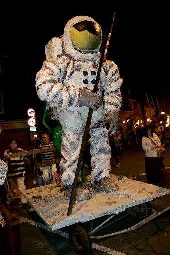 Fat cat bankers and greedy MPs went up in flames last night at the Lewes Bonfire celebrations. Thousands of people flocked to the town to watch the effigies as they were paraded through the streets. One effigy featured the former Home Secretary Jacqui Smi