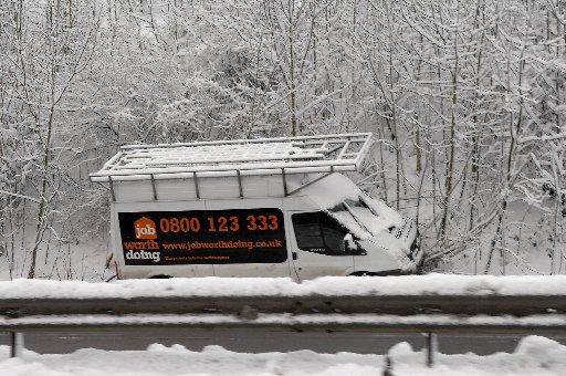 An abandoned van on the A27.