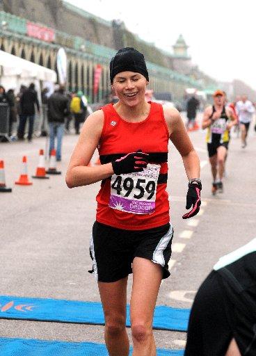 Fiona Powell wins the Ladies event at the Sussex Beacon Half Marathon 