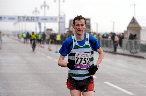 Dave Wardle takes an early lead in the Sussex Beacon Half Marathon. He went on to win the race.
