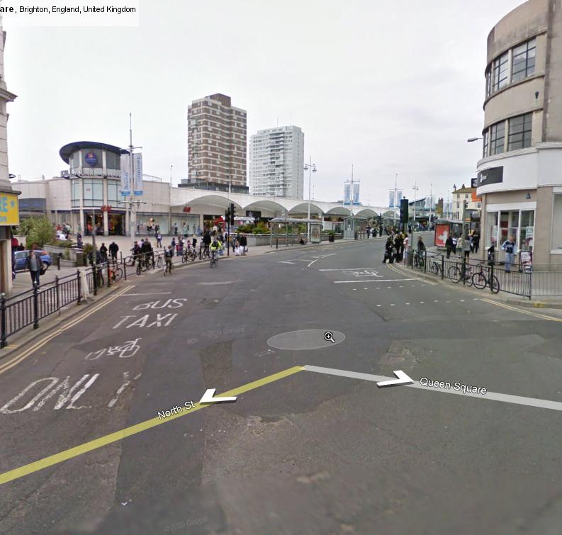 However, not all of Brighton is covered by Street View. Because of traffic restrictions, this is as far as the Google car got to Churchill Square. 