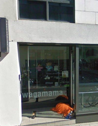 The cameras also captured the seedier side of life in Brighton, as this picture of a rough sleeper in the doorway of Wagamama in Kensington Street shows. 