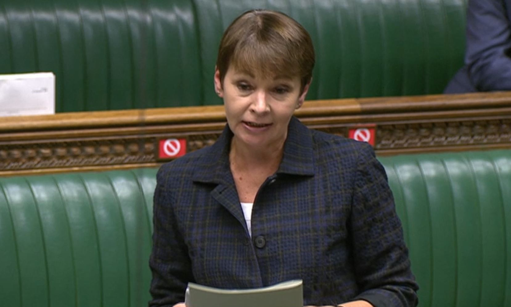 Caroline Lucas speaks during Prime Ministers Questions in the House of Commons, London..