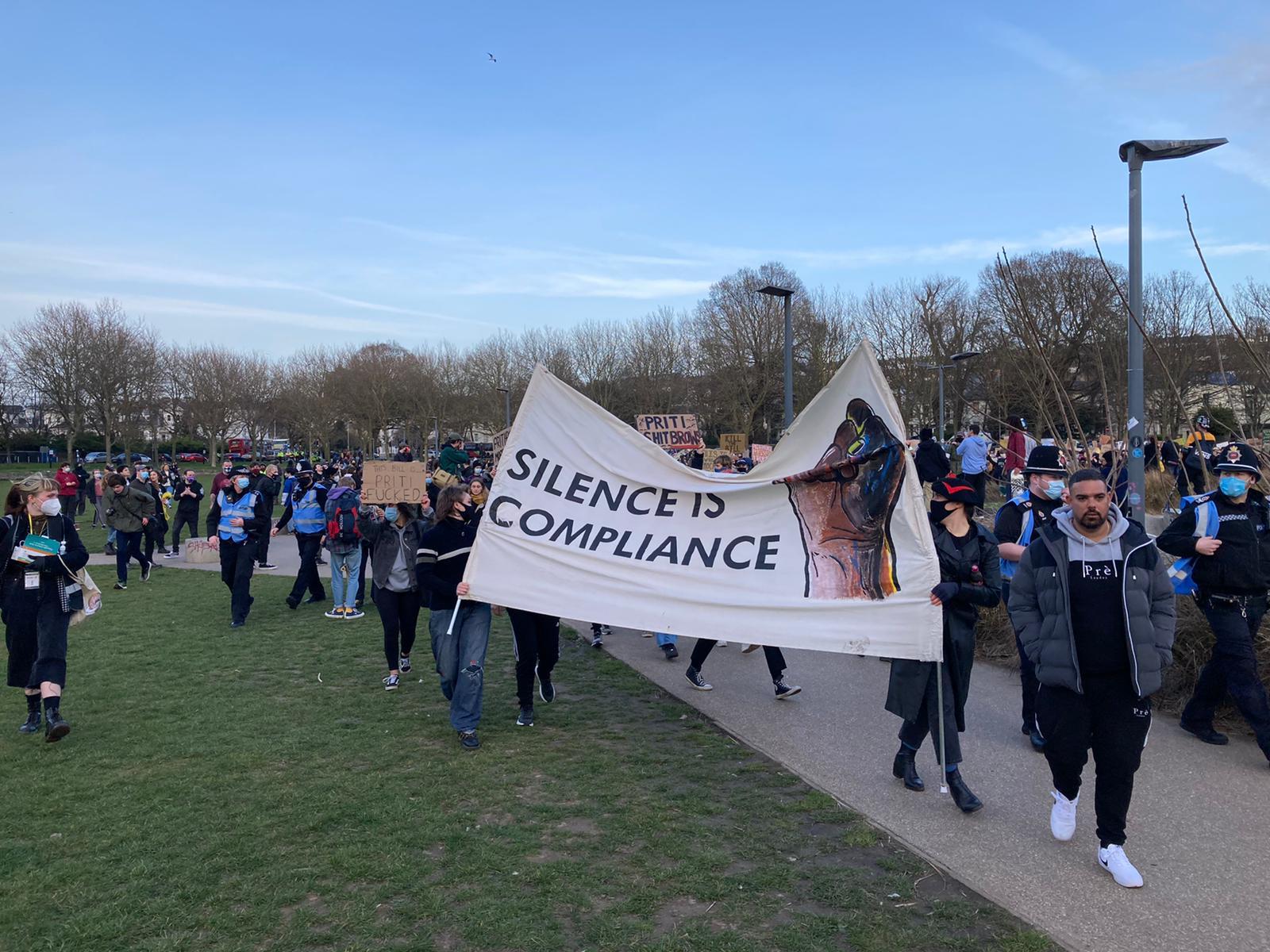 In pictures: hundreds took to the streets of Brighton to take part in a Kill the Bill protest, opposing the governments new Police, Crime, Sentencing and Courts bill which would grant police powers to restrict future demonstrations