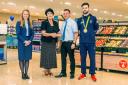 Team GB's Chris Langridge & Store Manager, Steve Newlyn handover donation to the CEO of The Sussex Snowdrop Trust, Diana Levantine