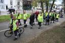 Cityclean binmen march through the level on their way to protest outside Brighton Town Hall