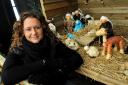 Sally Duguid with the vegetable nativity scene