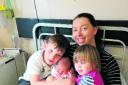Mum Kate Russell with baby daughter Evaline Rose, son Elliott, seven and daughter Eleanor, three
