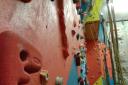 The rock wall which children and adults can use