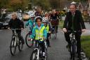 MP Norman Baker joins the ride to school in Seaford