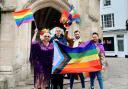 The Chichester Pride team at the Chichester Cross