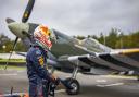 Max Verstappen raced a fleet of classic British vehicles, including a Spitfire, at Goodwood. Credit: Lou Johnson (Red Bull)