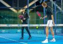 Andy Murray and Peter Crouch take part in Padel Tennis as part of filming for BBC Children In Need