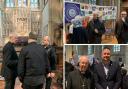 Archbishop Justin Welby visited All Saints Church in Hove today to meet refugees and the Network of International Women - bottom right is the Archbishop with leader of the council Phélim Mac Cafferty