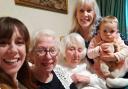 Five generations of women celebrate great-great-grandmother Betty's (centre) 96th birthday