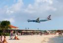 A British Airways flight landing in Aruba