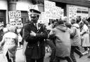 An anti-apartheid demonstration in the Eighties