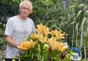 Geoff with a lovely display of lilies