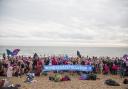 Some 500 women took part in a swim for International Women's Day