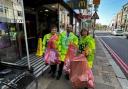 The staff collected eight bags of litter