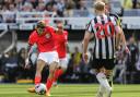 Julio Enciso goes for goal in his lively display at Newcastle
