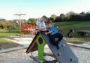 Finn and Kieran James, aged 6, on the new Wolseley Road Park play equipment