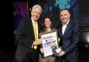 Wendy Russell receives her Contribution to Sussex Sport, sponsored by Brighton and Hove Albion, at The Argus Achievement Awards last year at Theatre Royal Brighton. With her are presenter Nick Owen and Paul Barber, Albion’s chief executive