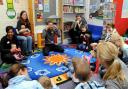 George Miles and the Children's Centre Library Group at Moulsecoomb Library