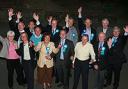 The Conservatives celebrating after their victory in Horsham